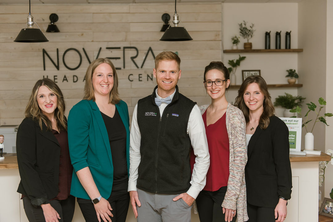 Novera Headache Center team photo with Dr. Taves, therapists, and administrative staff